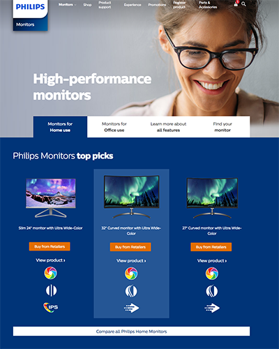 Philips monitors web site